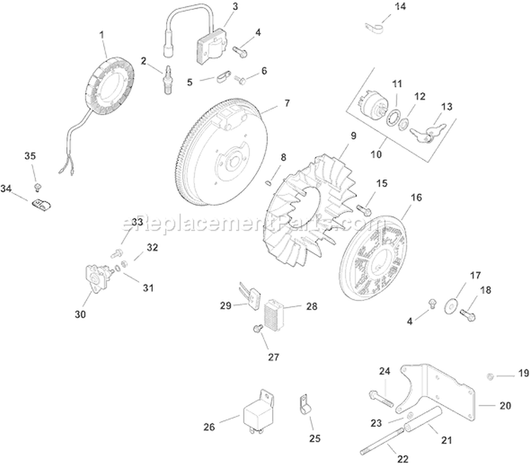 Page J Diagram and Parts List for CH15RST-44544  Kohler Engine