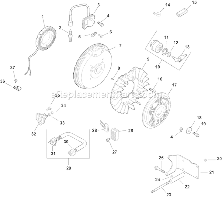 Page J Diagram and Parts List for CH15S-44511  Kohler Engine