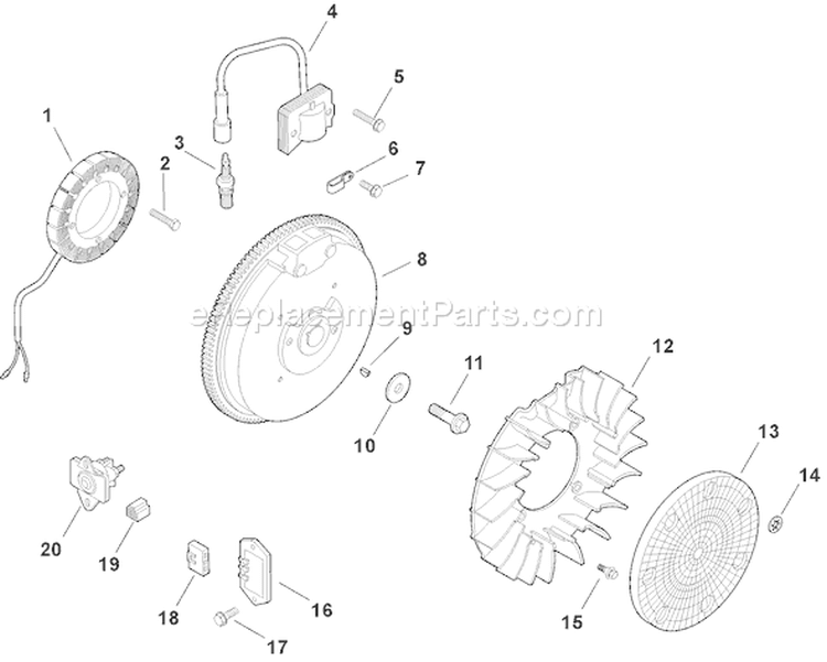 Page J Diagram and Parts List for CH15S-44522  Kohler Engine