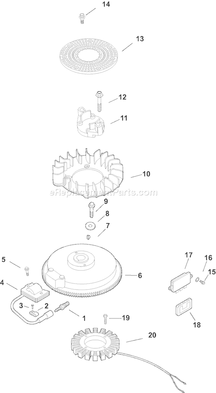 Page J Diagram and Parts List for CH13S-22531  Kohler Engine