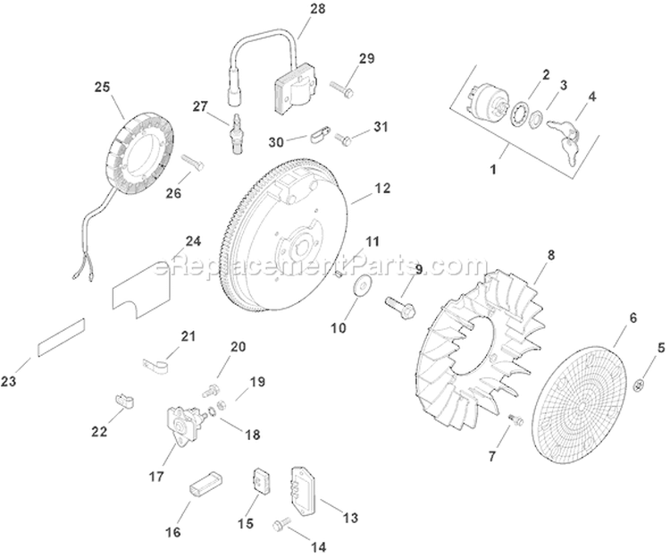 Page J Diagram and Parts List for CH15S-44528  Kohler Engine