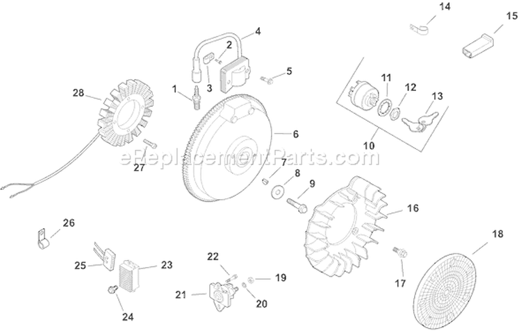 Page J Diagram and Parts List for CH15ST-44509  Kohler Engine