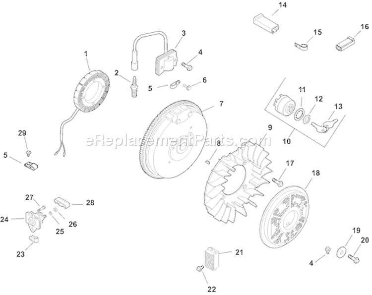 Page J Diagram and Parts List for CH15ST-44517  Kohler Engine