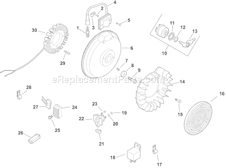 Page J Diagram and Parts List for CH15ST-44518  Kohler Engine