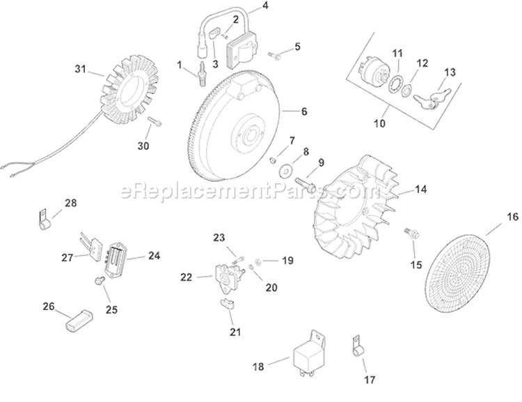 Page J Diagram and Parts List for CH15ST-44529  Kohler Engine