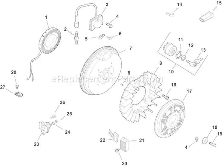Page J Diagram and Parts List for CH15ST-44543  Kohler Engine