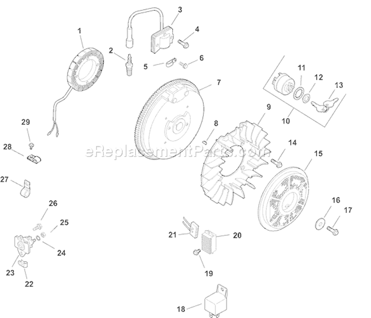 Page J Diagram and Parts List for CH15ST-44542  Kohler Engine