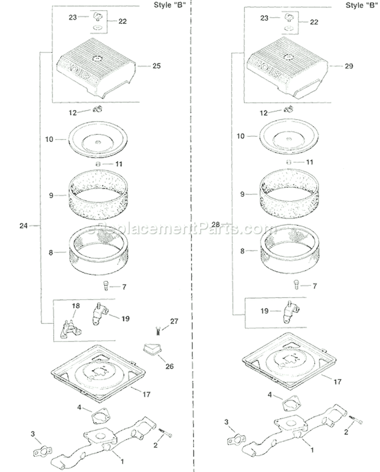 Page B Diagram and Parts List for CH18-62563  Kohler Engine