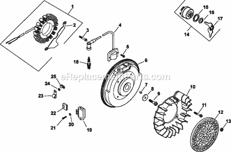 Page J Diagram and Parts List for CH20-64576  Kohler Engine