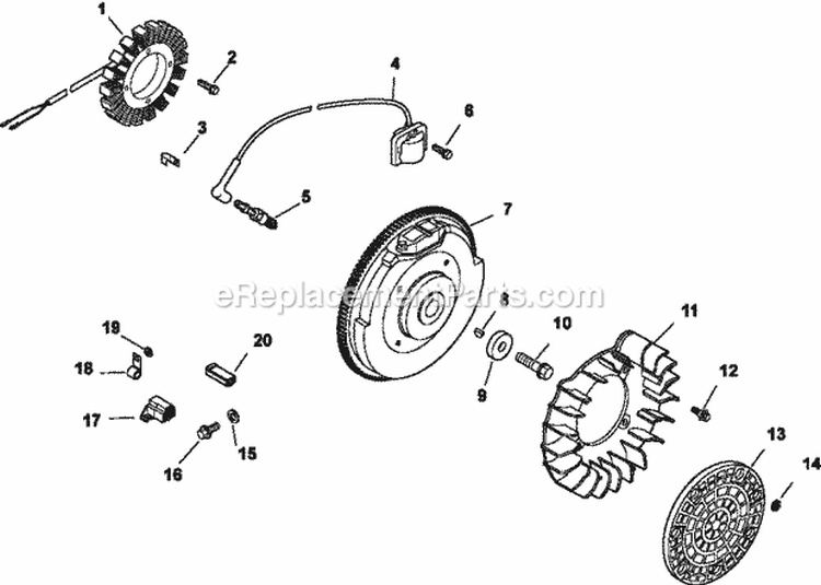 Page K Diagram and Parts List for CH20-64633  Kohler Engine