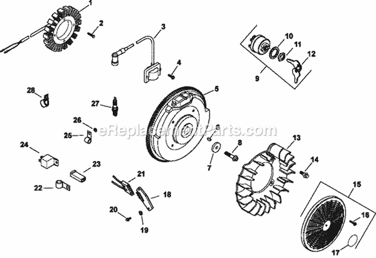 Page J Diagram and Parts List for CH20-64723  Kohler Engine