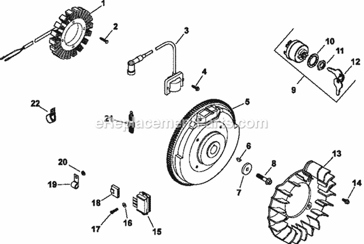 Page J Diagram and Parts List for CH20-64736  Kohler Engine