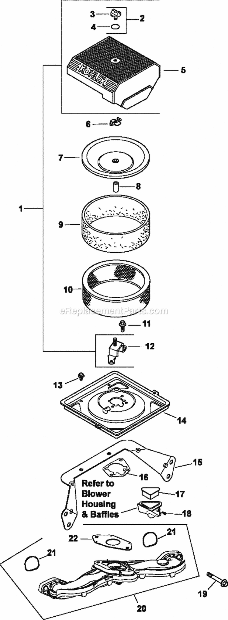 Page A Diagram and Parts List for CH20-64749  Kohler Engine