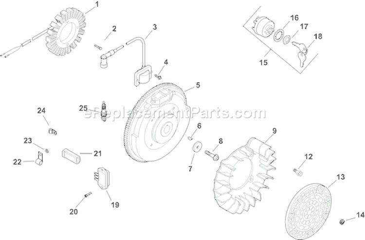 Page J Diagram and Parts List for CH20S-64581  Kohler Engine