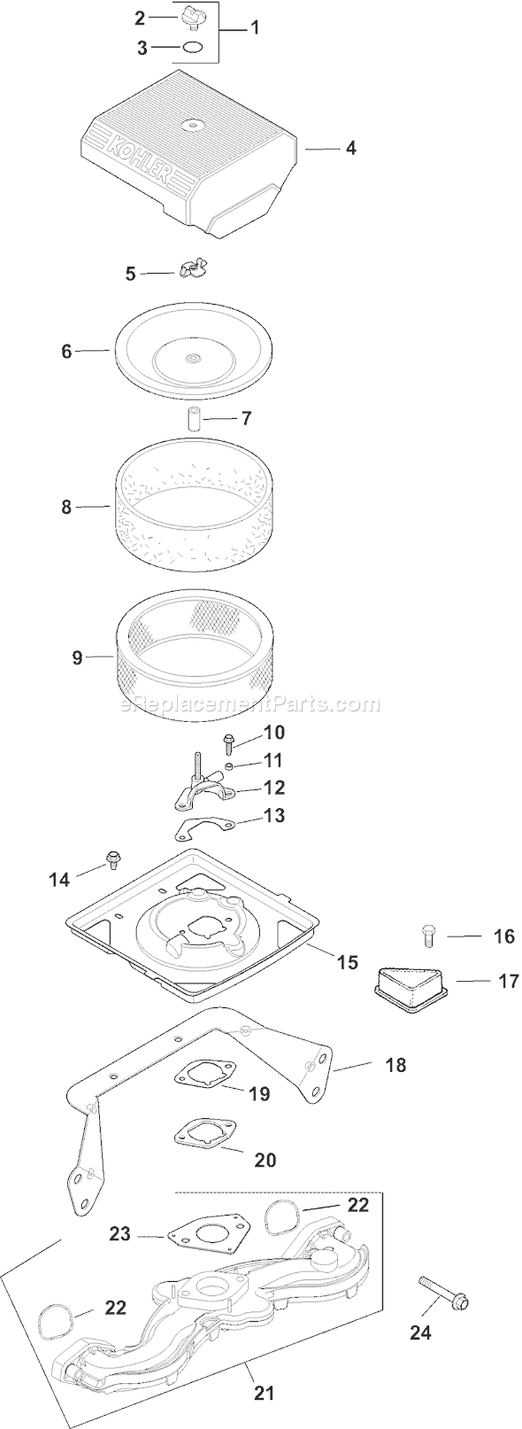 Page A Diagram and Parts List for CH20S-64657  Kohler Engine