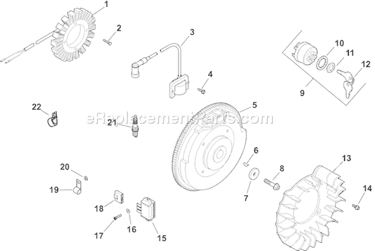 Page J Diagram and Parts List for CH20S-64689  Kohler Engine