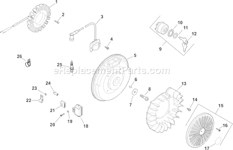 Page J Diagram and Parts List for CH18-62587  Kohler Engine
