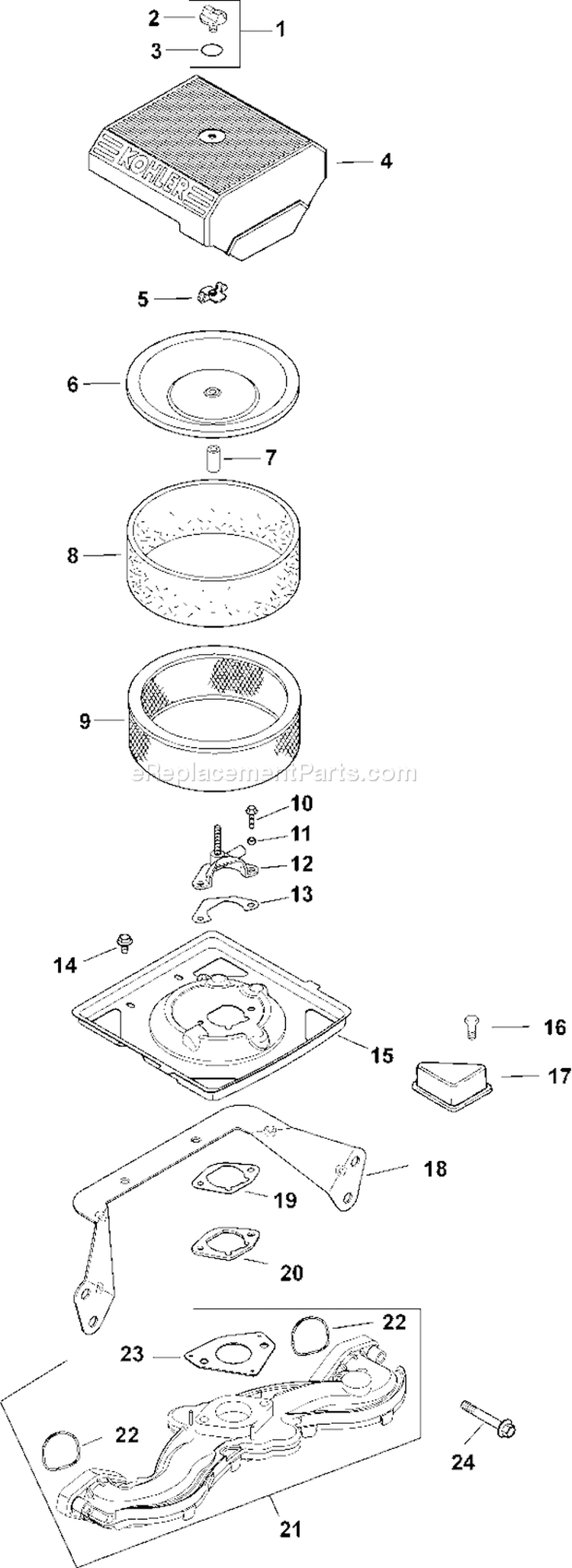 Page A Diagram and Parts List for CH20S-64708  Kohler Engine