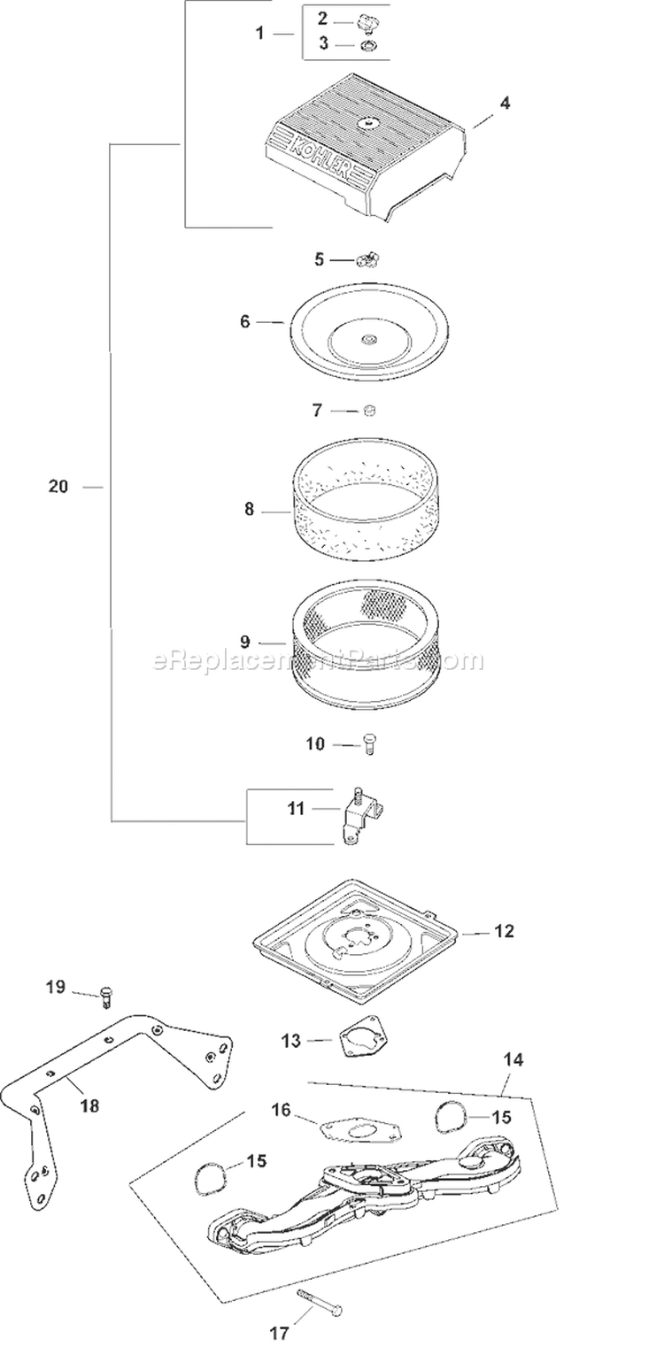 Page A Diagram and Parts List for CH20S-64713  Kohler Engine