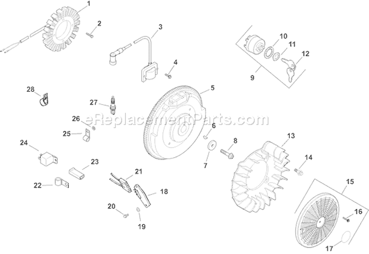Page J Diagram and Parts List for CH20S-64723  Kohler Engine