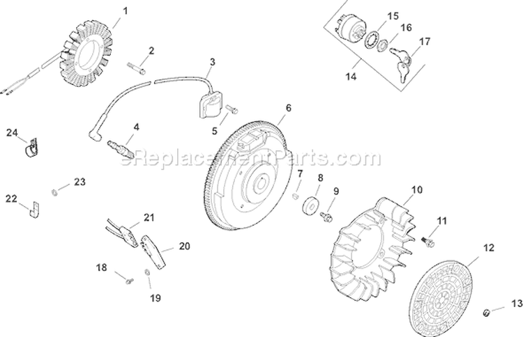 Page J Diagram and Parts List for CH18S-62613  Kohler Engine
