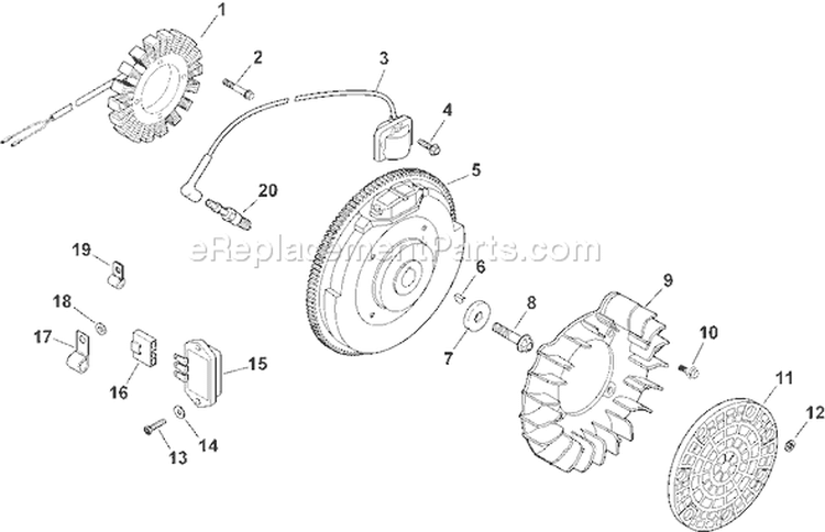 Page J Diagram and Parts List for CH20S-64749  Kohler Engine