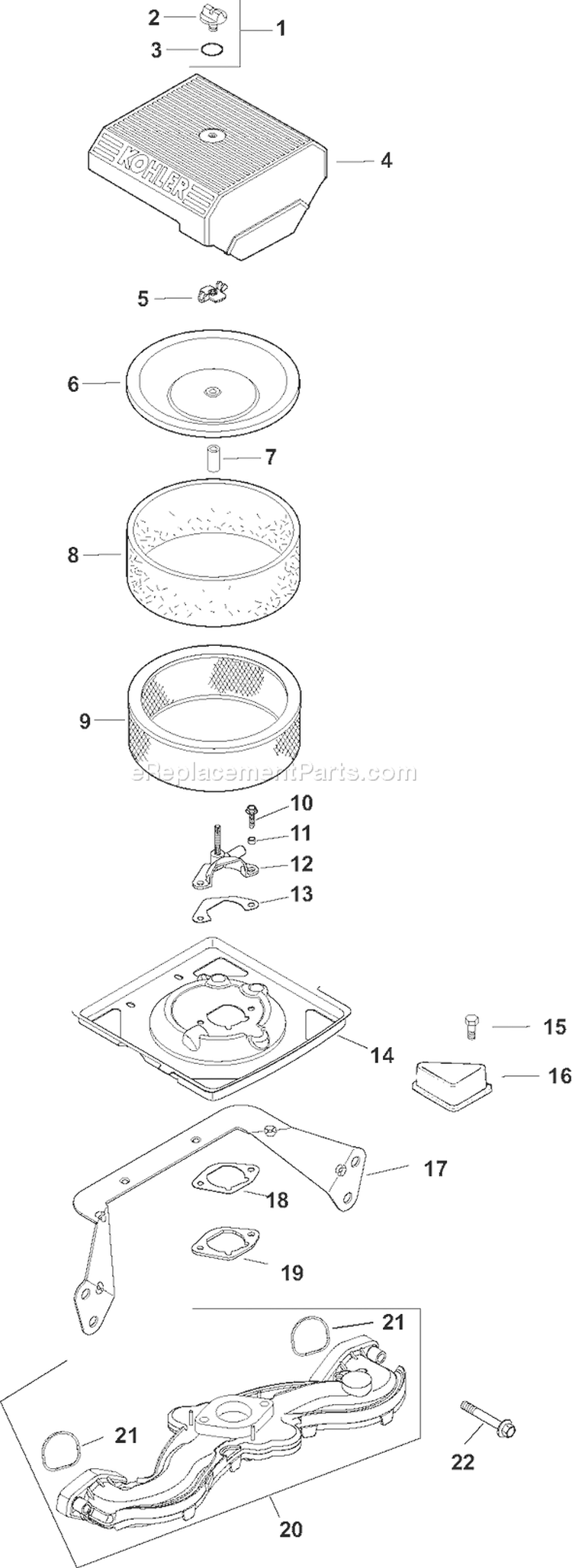 Page A Diagram and Parts List for CH20S-64570  Kohler Engine