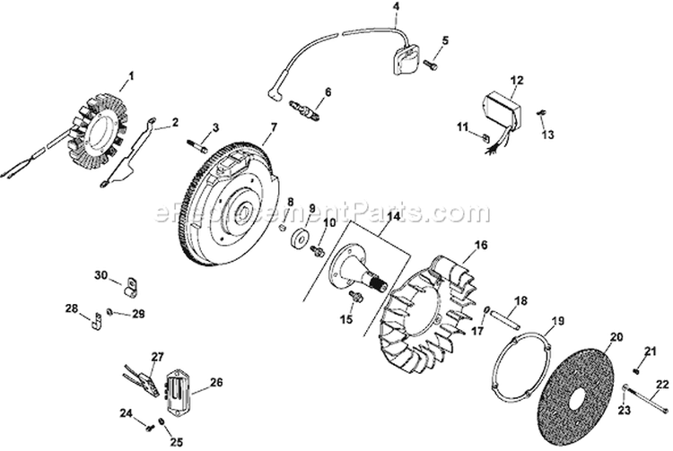 Page J Diagram and Parts List for CH22-66545  Kohler Engine