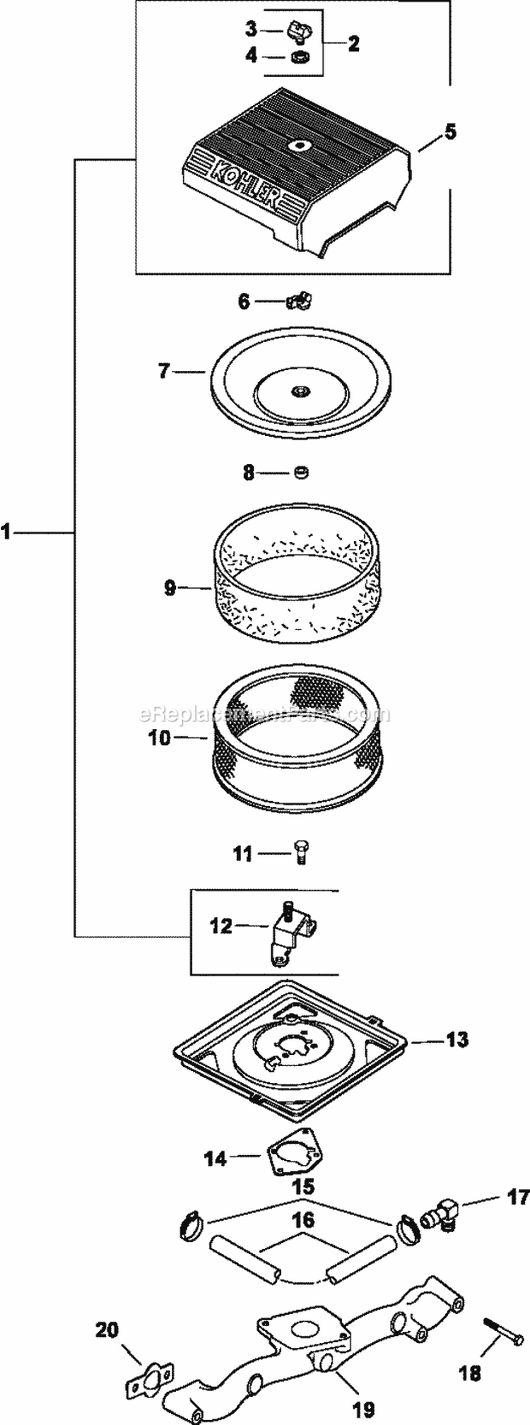 Page A Diagram and Parts List for CH22-66549  Kohler Engine