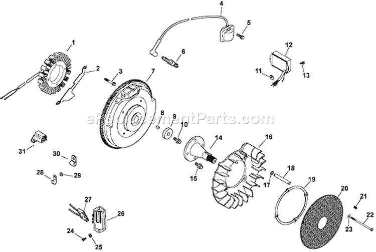 Page J Diagram and Parts List for CH22-66552  Kohler Engine