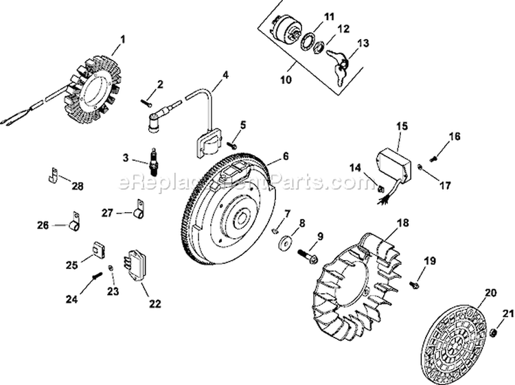 Page K Diagram and Parts List for CH22-66543  Kohler Engine