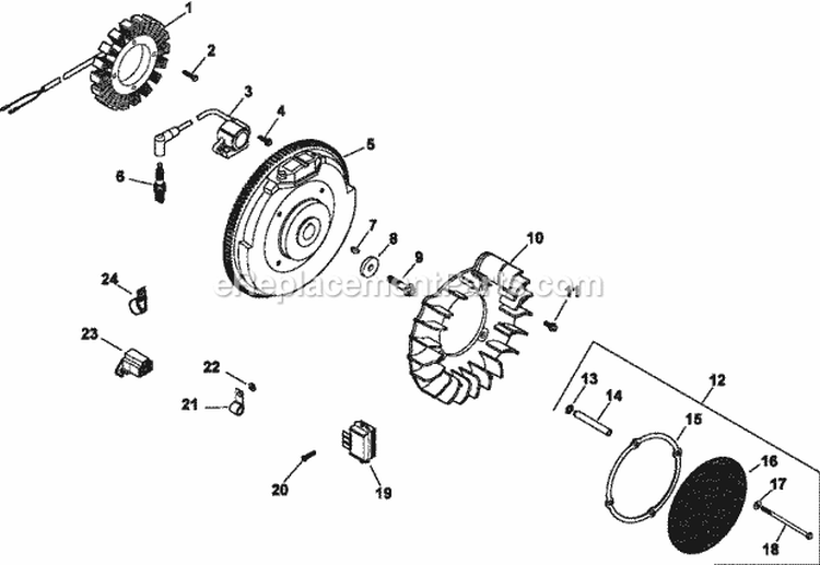 Page J Diagram and Parts List for CH22-76520  Kohler Engine