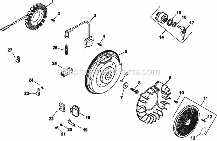 Page J Diagram and Parts List for CH22-76597  Kohler Engine