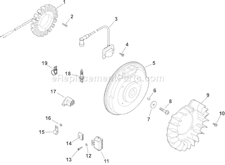 Page J Diagram and Parts List for CH20S-64614  Kohler Engine