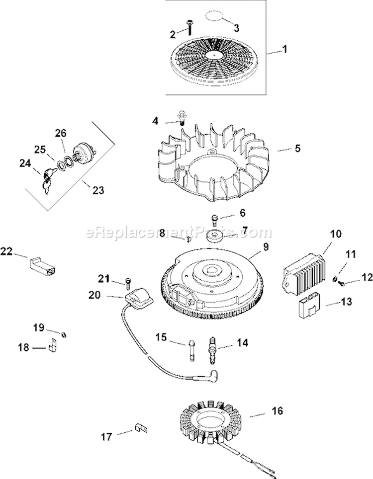 Page J Diagram and Parts List for CH22S-76575  Kohler Engine