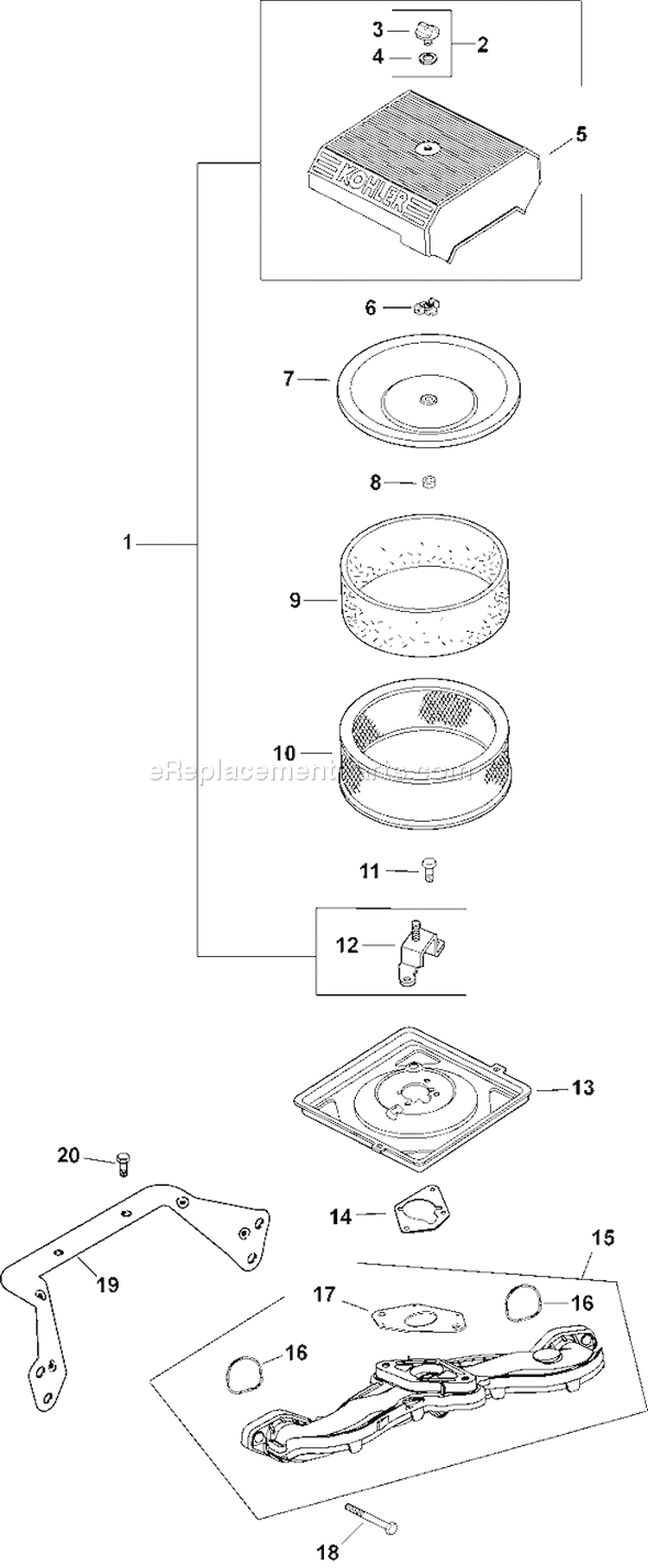 Page A Diagram and Parts List for CH22S-76620  Kohler Engine
