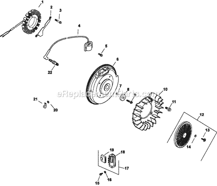 Page J Diagram and Parts List for CH23-76522  Kohler Engine