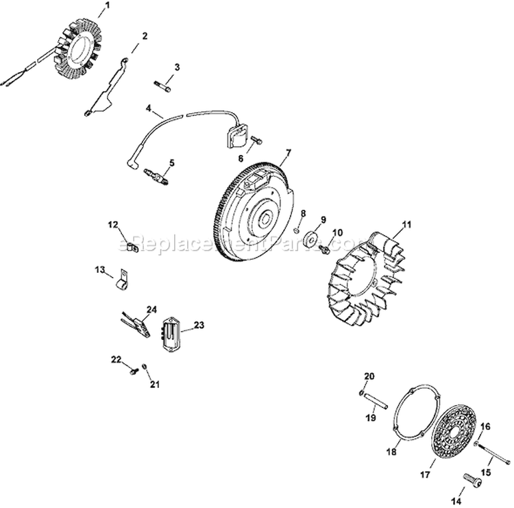 Page K Diagram and Parts List for CH23-76523  Kohler Engine