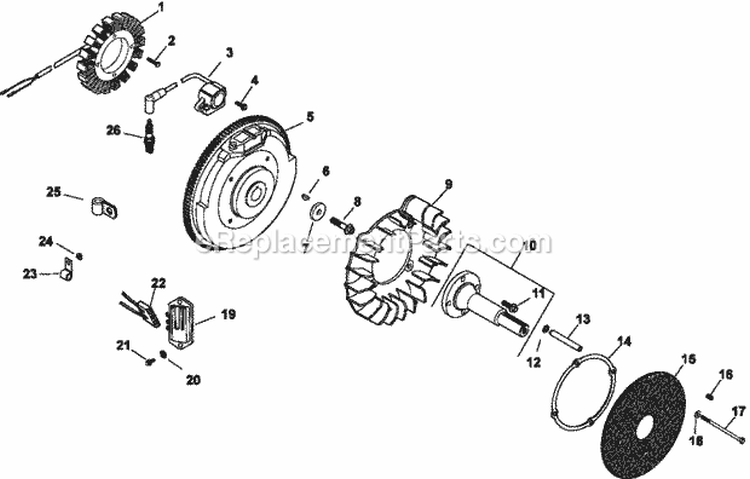 Page K Diagram and Parts List for CH23-76528  Kohler Engine