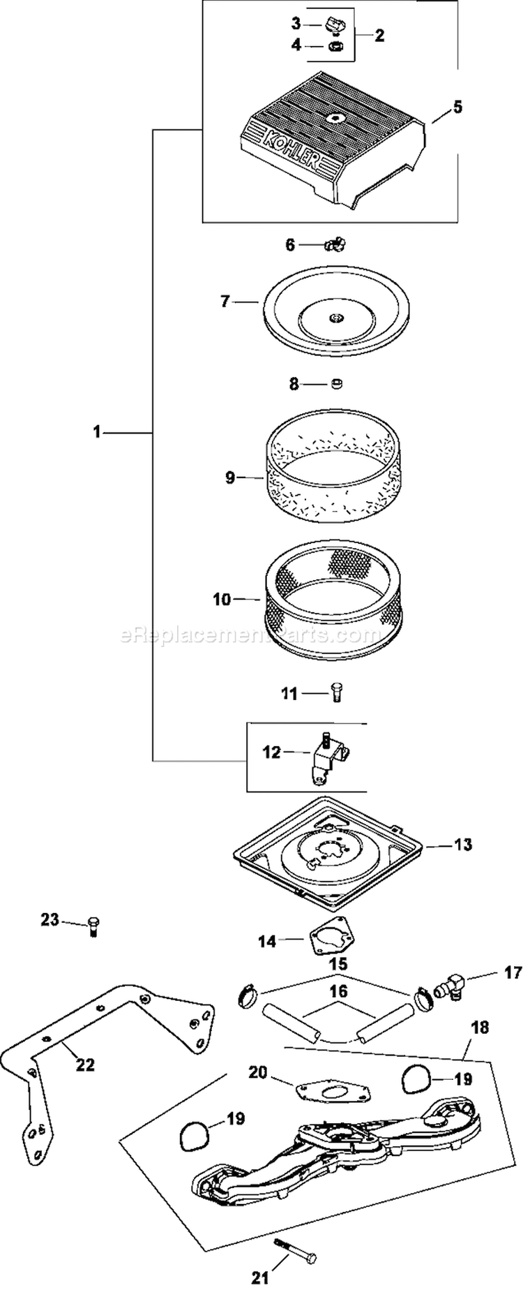 Page B Diagram and Parts List for CH23-76555  Kohler Engine