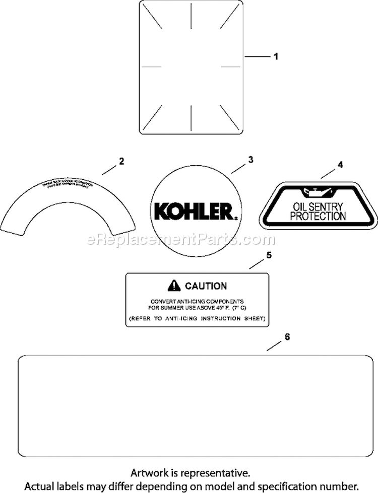 Page E Diagram and Parts List for CH23-76600  Kohler Engine