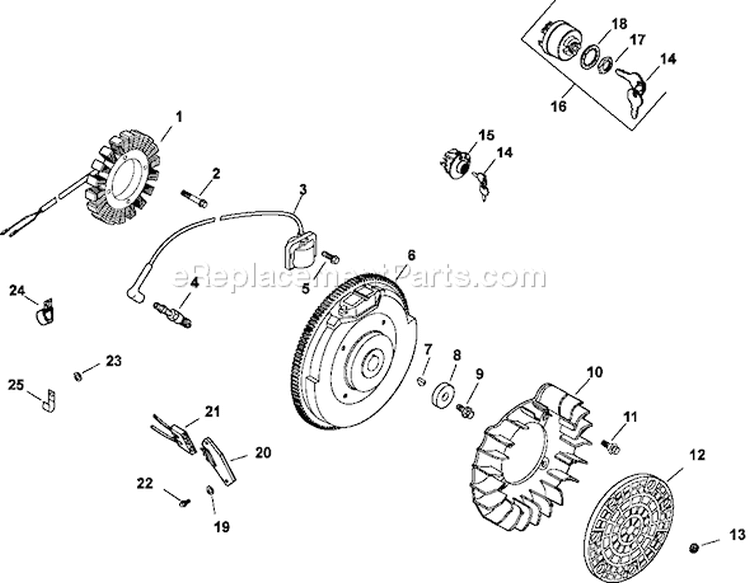 Page J Diagram and Parts List for CH23-76604  Kohler Engine