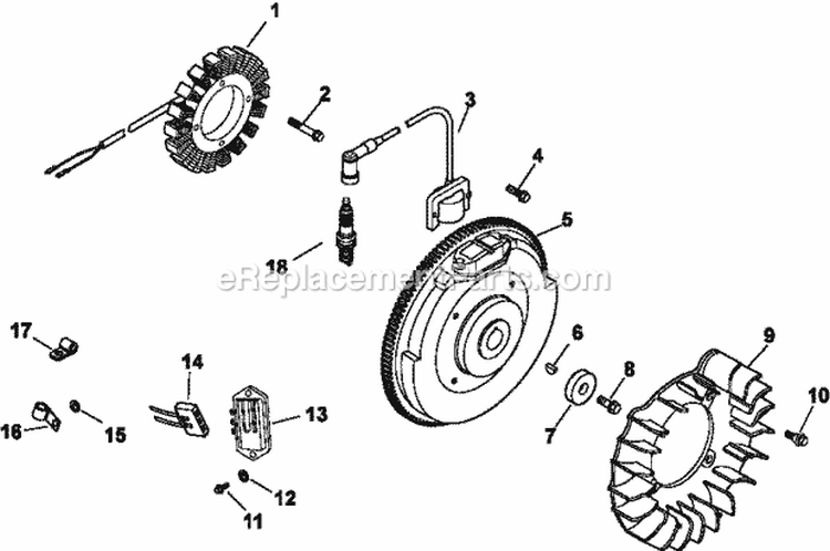 Page J Diagram and Parts List for CH23-76610  Kohler Engine