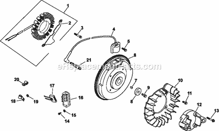 Page J Diagram and Parts List for CH22-76620  Kohler Engine