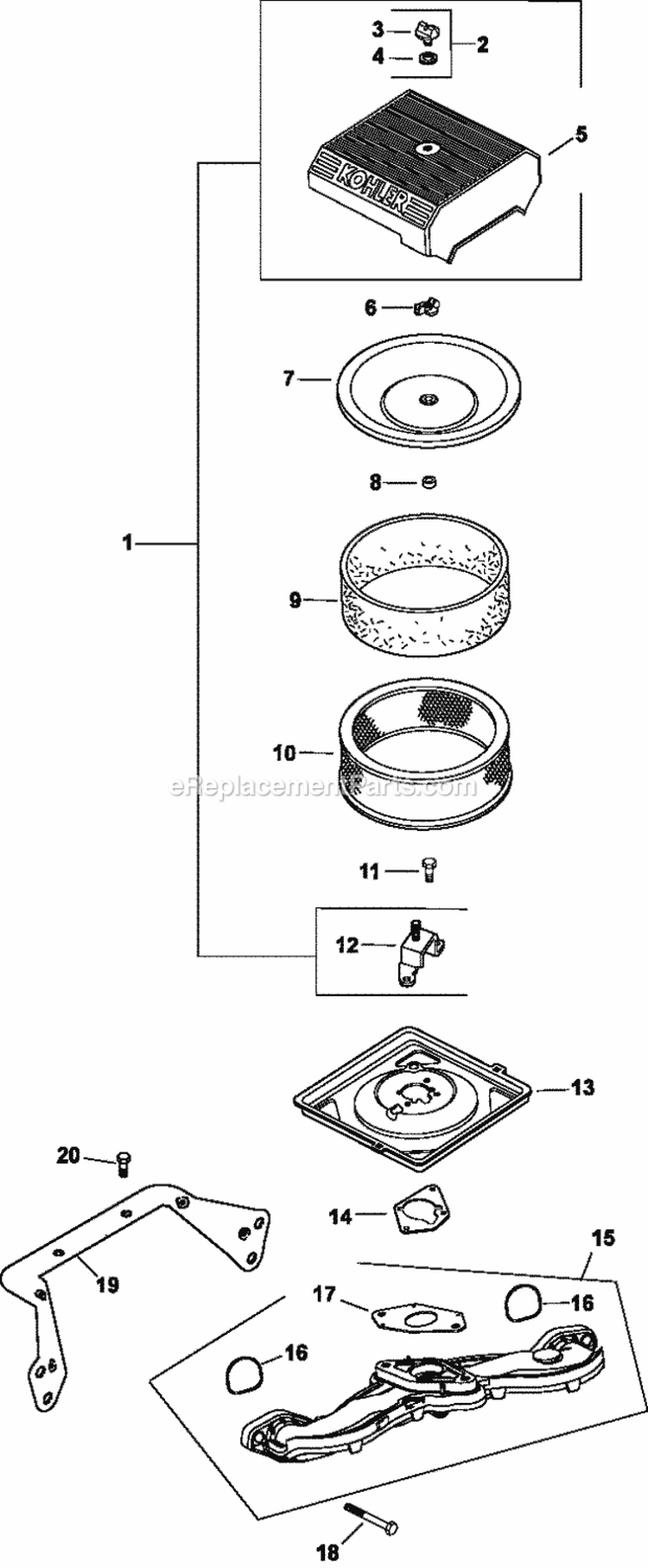 Page A Diagram and Parts List for CH22-76620  Kohler Engine