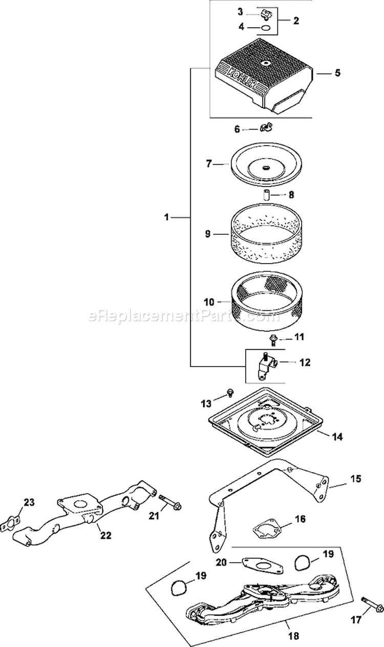 Page B Diagram and Parts List for CH23-76623  Kohler Engine