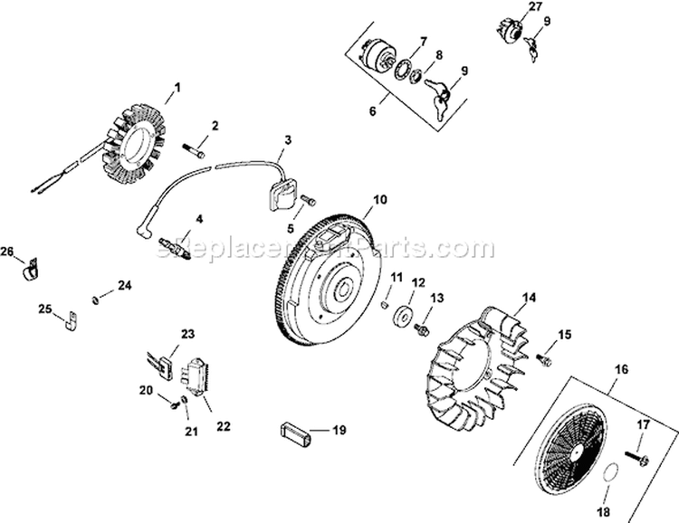 Page K Diagram and Parts List for CH23-76632  Kohler Engine