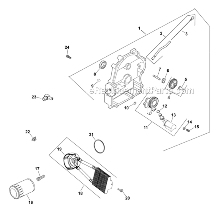 Oil PanLubrication 3-24-225 Diagram and Parts List for CH23S-76528  Kohler Engine