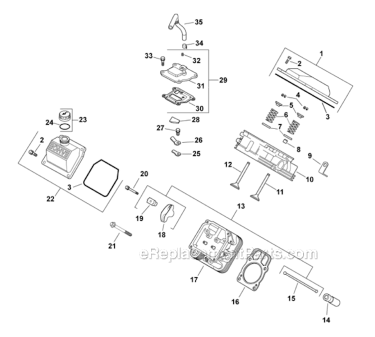 Cylinder HeadBreather Group 4-24-122 Diagram and Parts List for CH23S-76528  Kohler Engine
