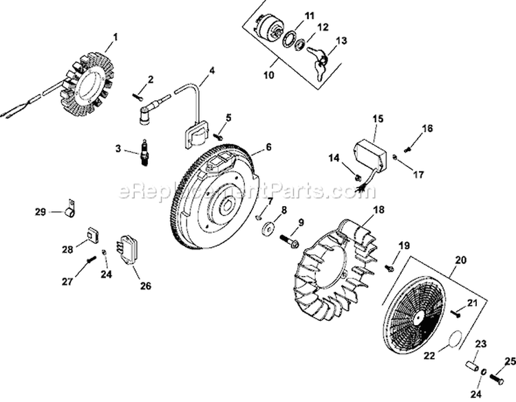 Page K Diagram and Parts List for CH25-68501  Kohler Engine